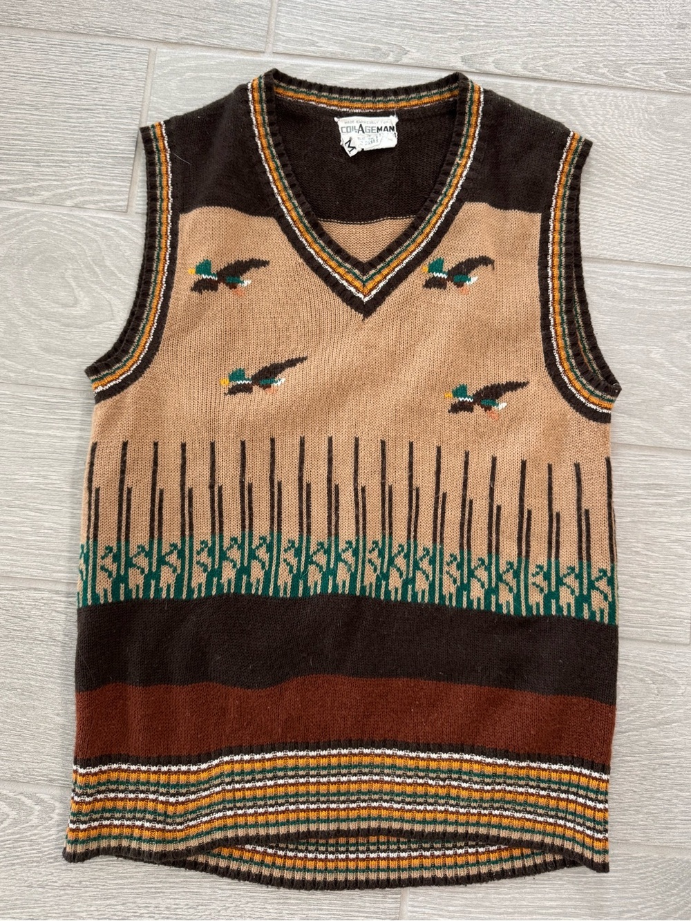 VINTAGE 80'S Duck Hunt Nintendo Video Game Retro Knit Sweater Vest Size Medium